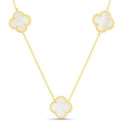Conjunto trebol dorado con nacar