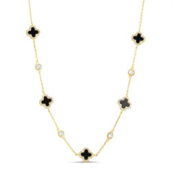 Conjunto trebol dorado con onix