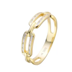 Anillo Elabones rectangulares Blanco- Rose Gol- Gold