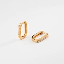 Aros Rectangulares finos con baño de oro