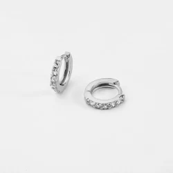 Par de argollitas de Plata Pave
