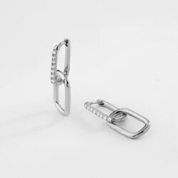 Par de aros dobles entrelazados Plata Pave