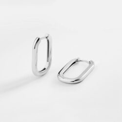 Par de aros Rectangulares gruesos en Plata