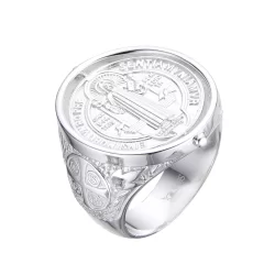 Anillo San Benito Medallita Giratoria