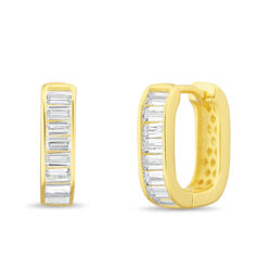 Par aros argollas ovaladas con piedras baguettes
