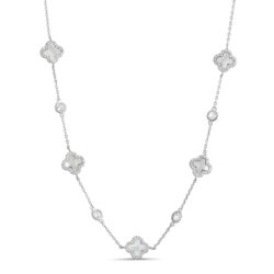 Conjunto trebol blanco con madre perla y piedras