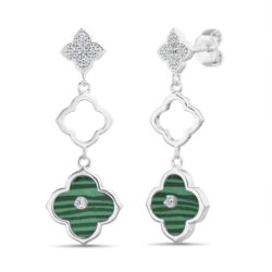 Par aros Trebol colgantes con verde