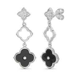 Par aros trebol colgantes con onix