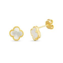 Conjunto trebol dorado con nacar