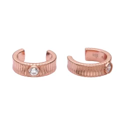 Aros ear clips rayados con piedra rose, gold y bl