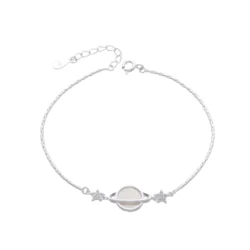 Pulsera de Plata Saturno y Estrellas