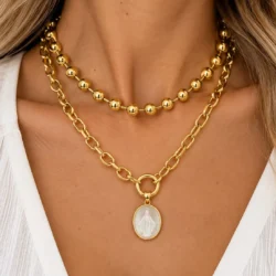 Conjunto De Dios Choker Con Bolitas y Cadena Medalla Milagrosa