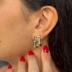 Conjunto Premium Aros y Anillo Huggie Link
