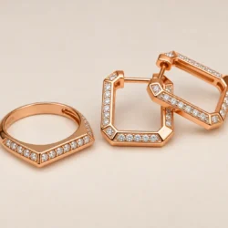 Conjunto Premium Aros y Anillo Prisma Link