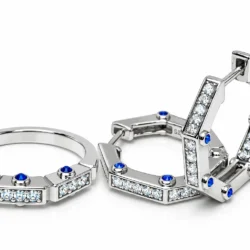 Conjunto Premium Aros y Anillo Octogonal Link