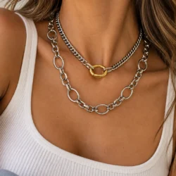 Conjunto Cadenas Alta Bijou Bronce Rodinado De Dios
